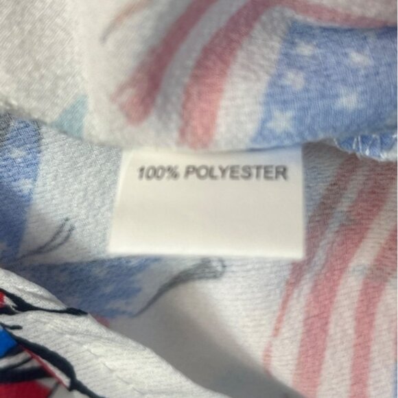 Roshop Patriotic Shirt Blouse Womens Small White Red Blue New Butterfly Flags - Picture 7 of 10